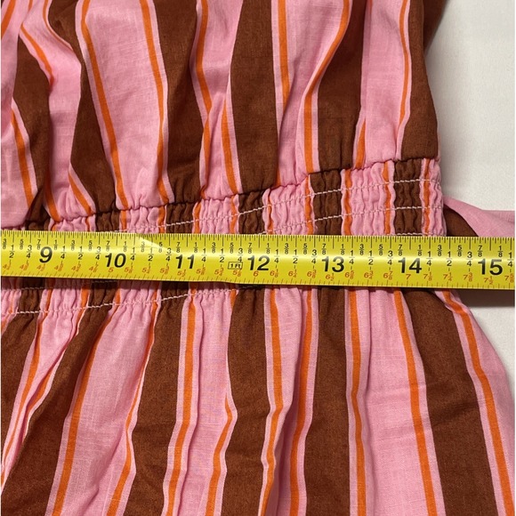 NWOT $298 Kate Spade Calais Pink Stripe Ruffle Flutter Dress‎ Women's M - Picture 9 of 13